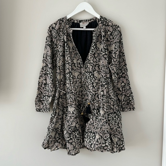 Cleobella Mylah Mini Dress Size Medium Ruffle Floral Organic Cotton Button Down - Picture 2 of 16